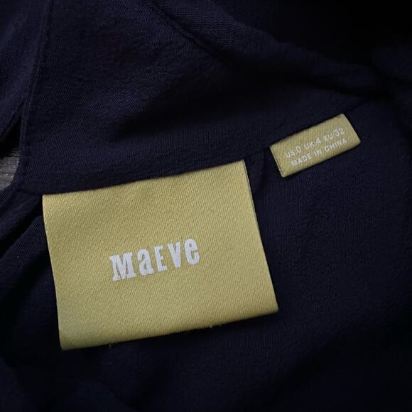 Maeve Anthropologie navy blue long sleeve cold shoulder top size 0 - Picture 7 of 12